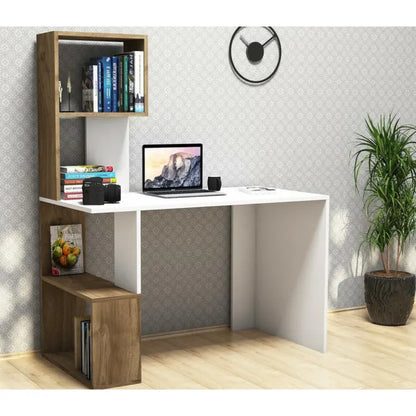 Wood Study Desk With Shelves Home Office Desk