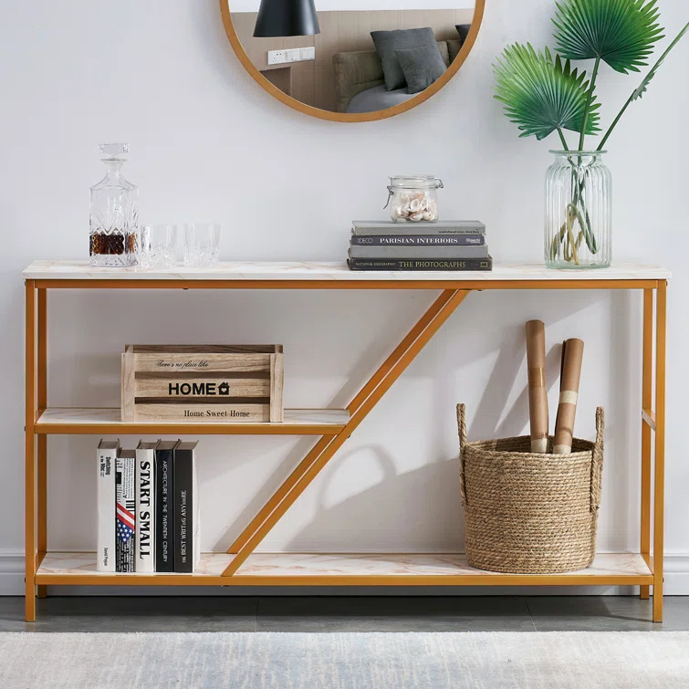 Double Chelf Table Double Shelf New Console Center Half Table – Khreedoo