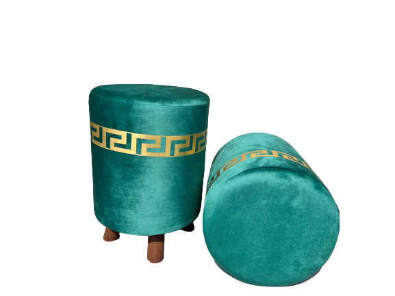 Ottoman Stool for Living Room - Metallic Side Table Décor