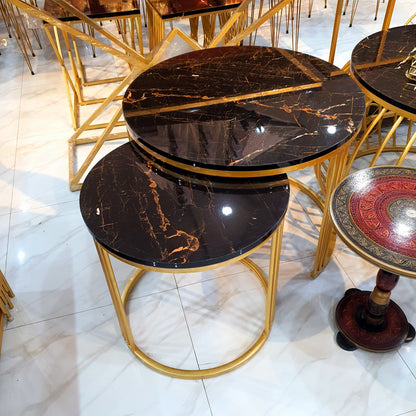 Set Of 2 Caged Elegance Coffee Tables - Black MDF Top