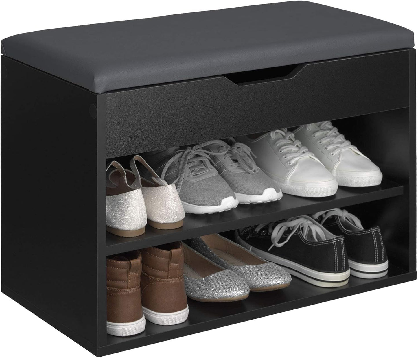 Shoe Rack Organizer with Open Shelves & Comfortable Seat