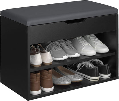 Shoe Rack Organizer with Open Shelves & Comfortable Seat