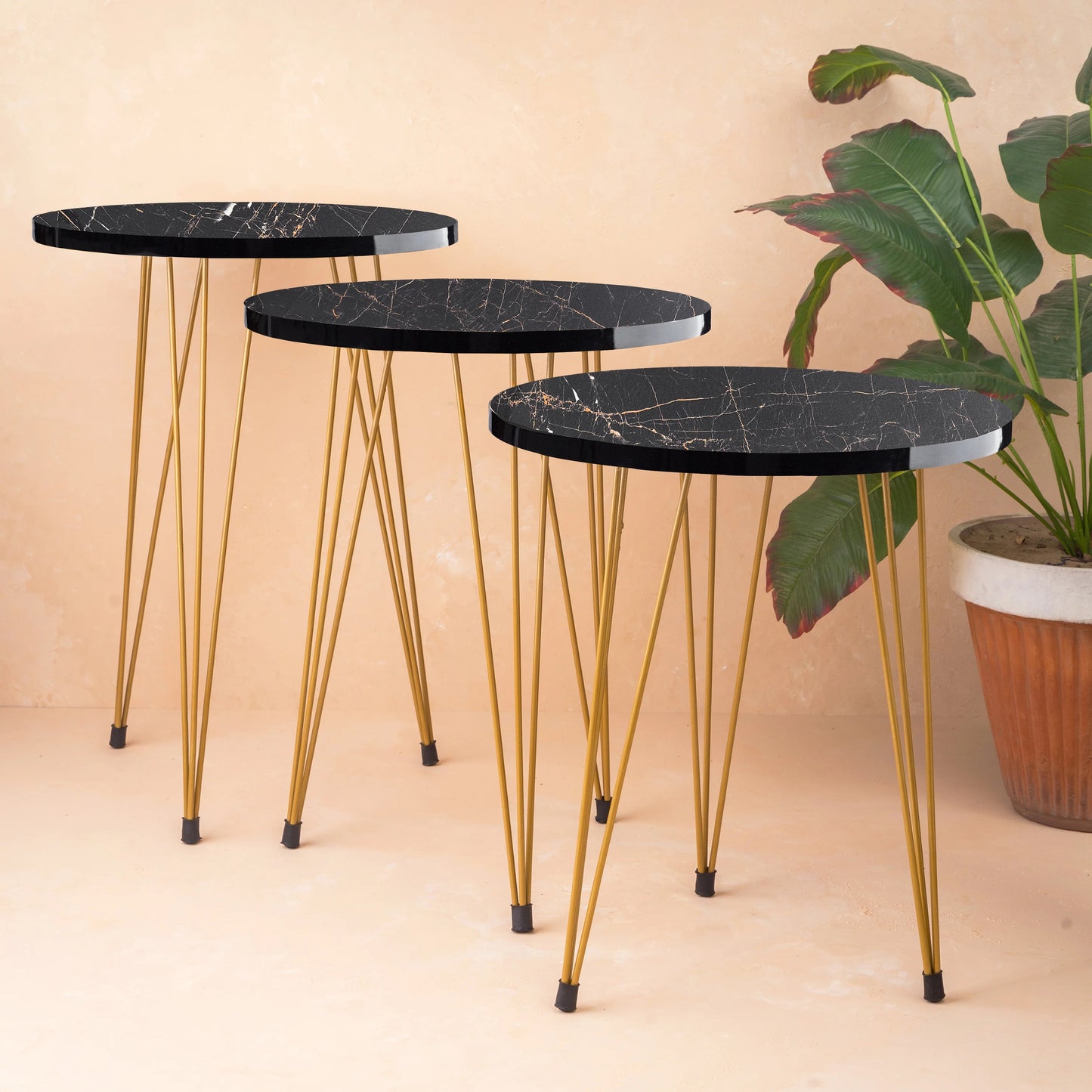 Set of 3 High Gloss Nesting Tables - Coffee Side Tables