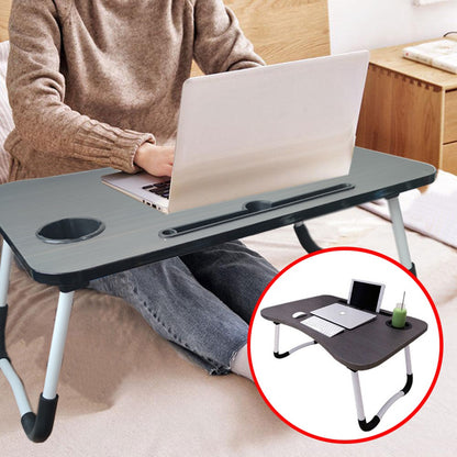 Wooden Folding Laptop Table With Tab and Cup Holder