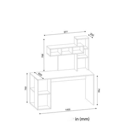 Study Desk with Laptop & Bookshelves - Home Office Desk