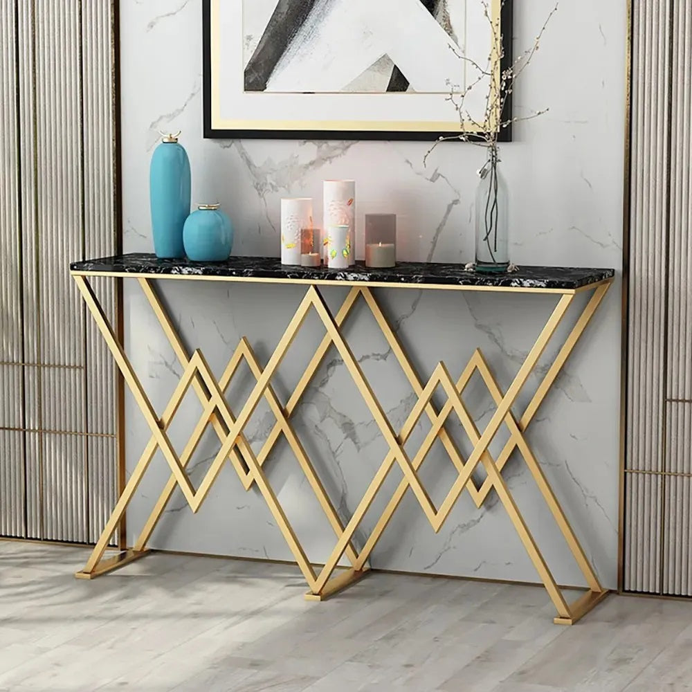 W Model Modern Luxury Console Table with Metal Frame