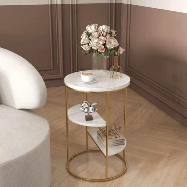 3-Tier Aurora Gold Side Table for Living Room - End Table