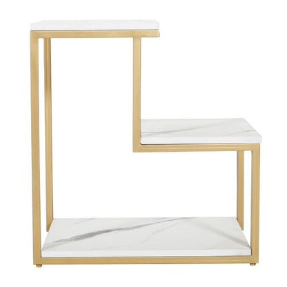 3-Tier Chair Side Table with Storage Shelf for Living Room