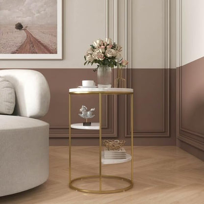 3-Tier Aurora Gold Side Table for Living Room - End Table