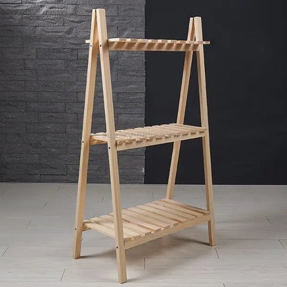 4-Tier Wooden Folding Book Shelf Stand - White Flower Stand