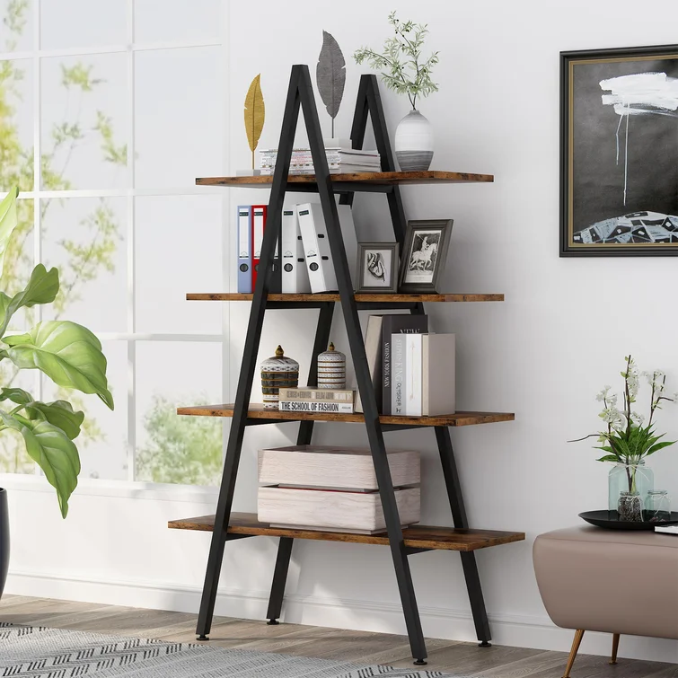 4-Layer Triangle Shape Book Rack Metal