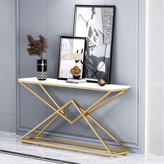 Diamond Console Table with Gold Paint Finish - Living Room