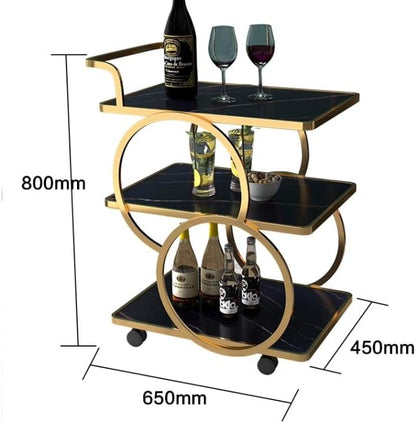 3-Tier Rolling Storage Cart - European Style Serving Trolley