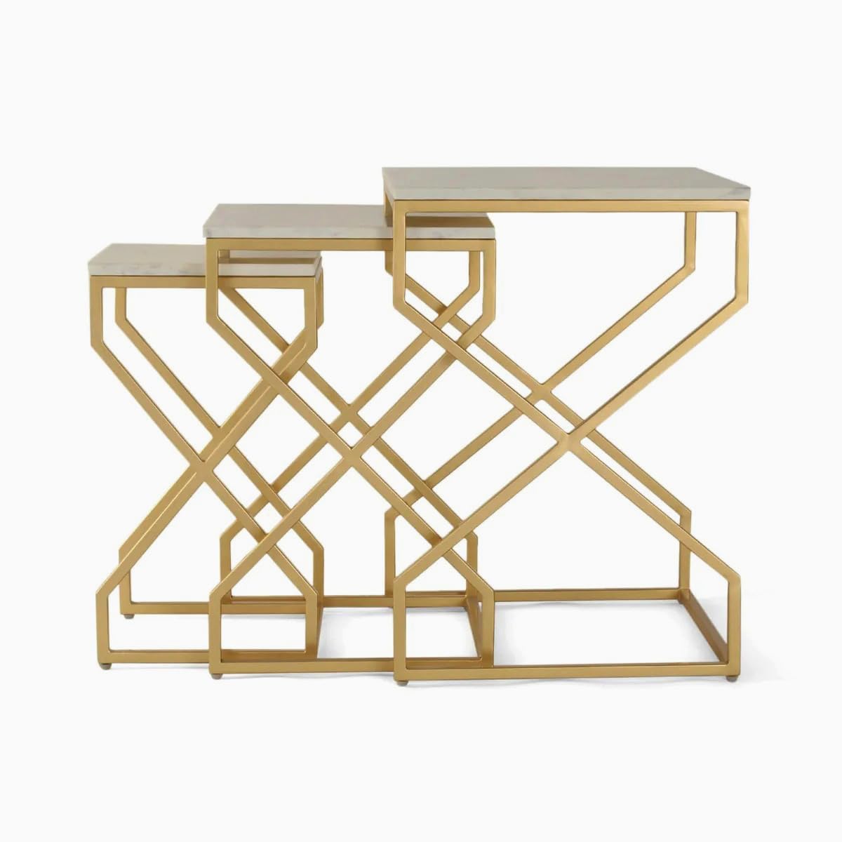 Nest Coffee Tables sets. Made of prime quality iron having deco paint and top UV sheet.3 pc nesting set square shape