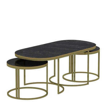 Set of 3 center table home décor  marble nesting table Marble sheet Top With Rode Iron Base Frame