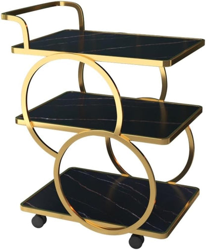 3-Tier Rolling Storage Cart - European Style Serving Trolley