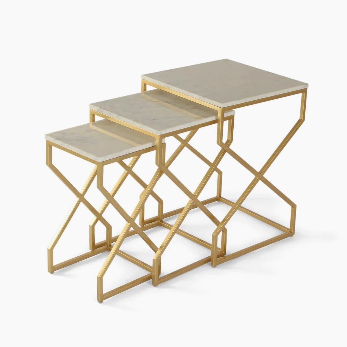 Nest Coffee Tables sets. Made of prime quality iron having deco paint and top UV sheet.3 pc nesting set square shape