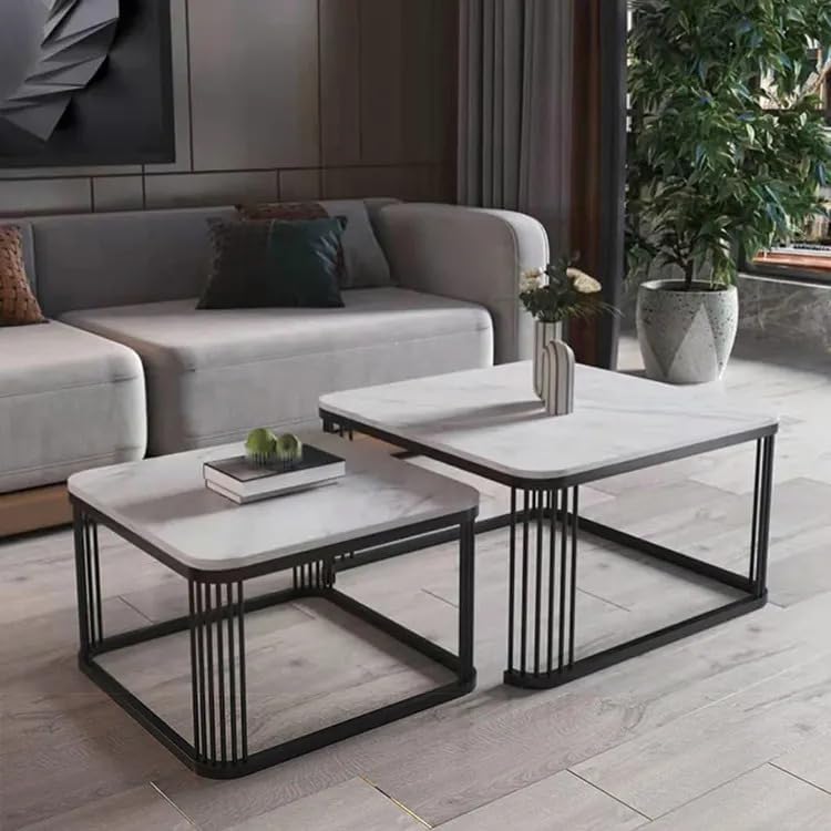 ART Coffee Table Set with Storage & Modern Open Shelf