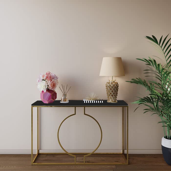 Modern Ring Console Table - Golden Finish & White MDF