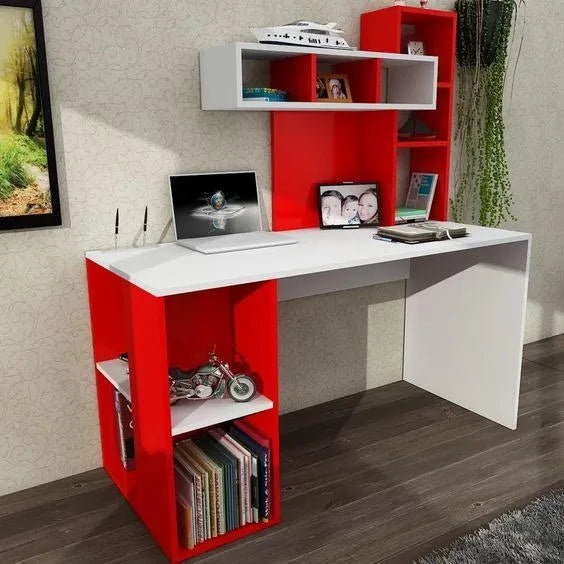 Study Desk with Laptop & Bookshelves - Home Office Desk