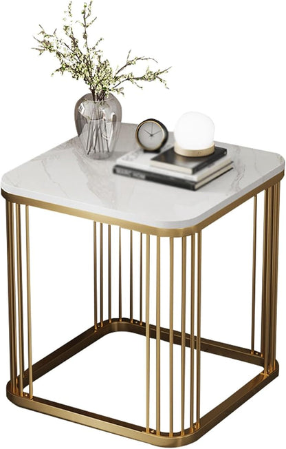 Coffee Table with marble texture sheet  Metal Frame for Living & Bedroom Balcony Small Spaces