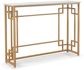 High quality Victoria style wooden top home furniture console table stainless iron narrow entryway table