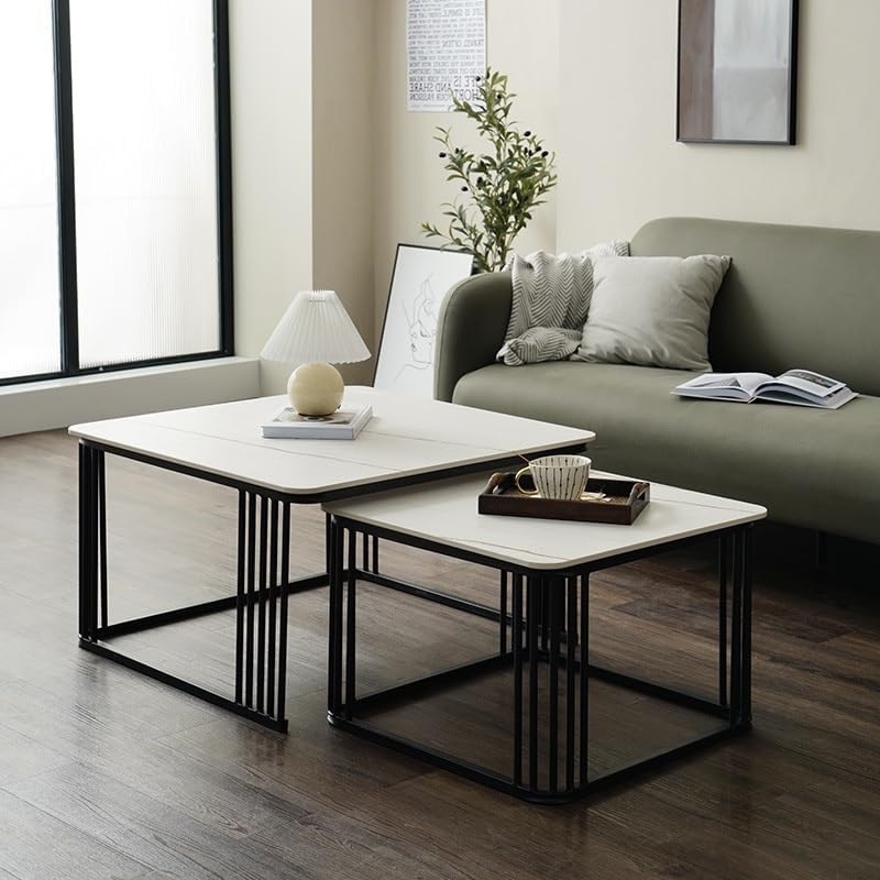 ART Coffee Table Set with Storage & Modern Open Shelf