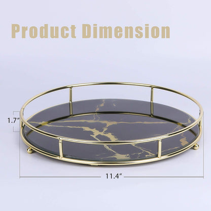 Makeup Organizer Tray Decorative Glass Round Cosmetic