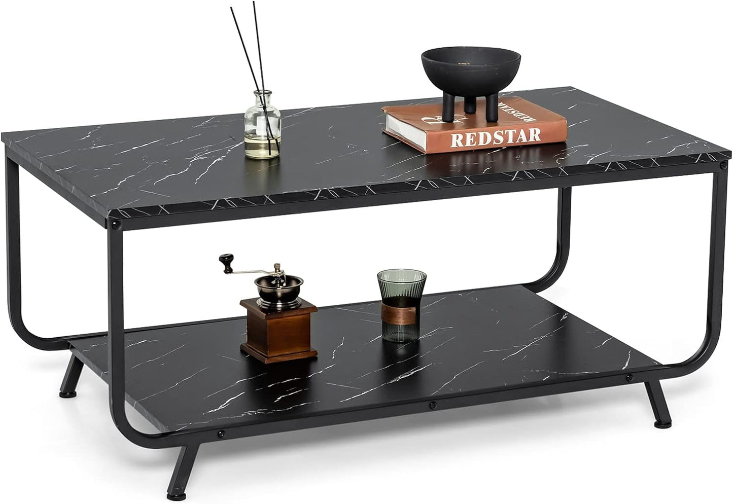 Modern 2-Tier Marble Coffee Table - Sofa Side Table