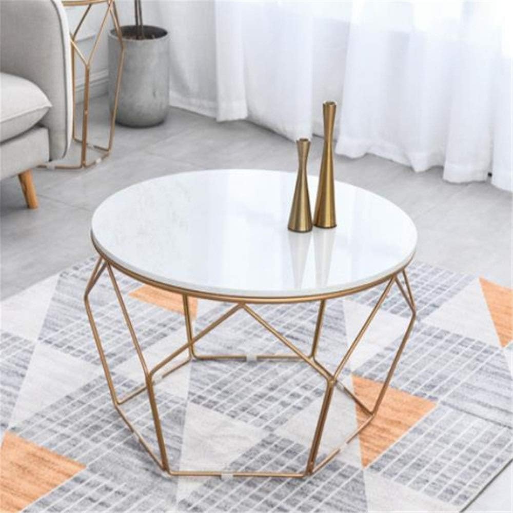 Round Iron Coffee Table for Living Room, Office & Side Table