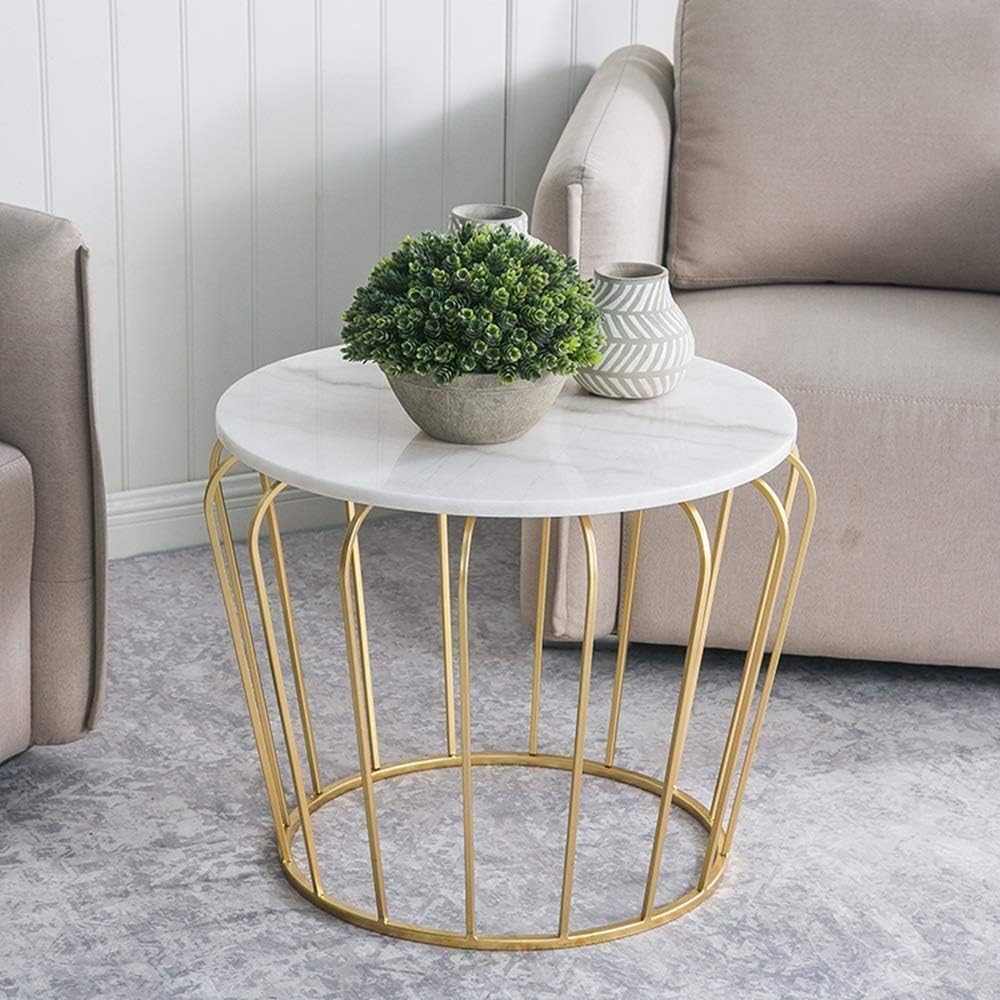 Modern Round Side Table - Marble Pattern Coffee Table