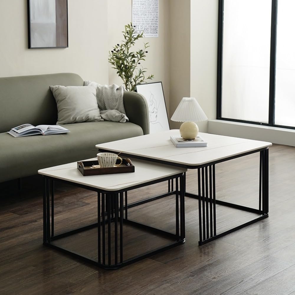 ART Coffee Table Set with Storage & Modern Open Shelf