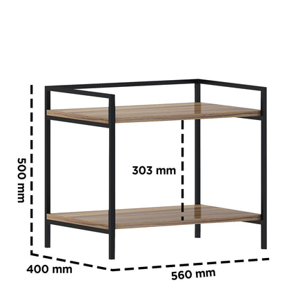 2-Tier Wood & Metal Microwave Stand - Kitchen Storage Shelf