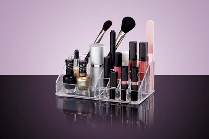 16-Compartment Acrylic Makeup & Jewelry Organizer Box