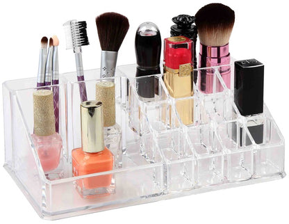 16-Compartment Acrylic Makeup & Jewelry Organizer Box