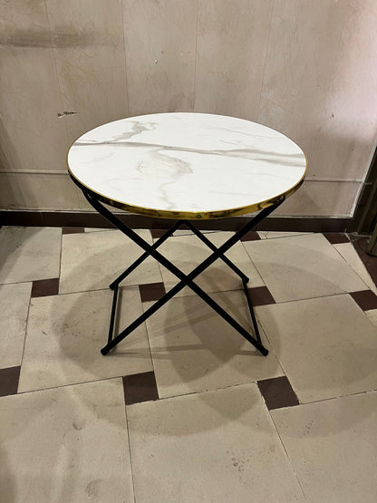 Round Folding Table Wooden Top & Metal Legs for Dining/Study