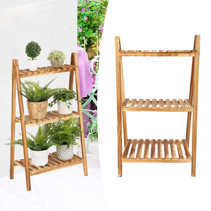 4-Tier Wooden Folding Book Shelf Stand - White Flower Stand