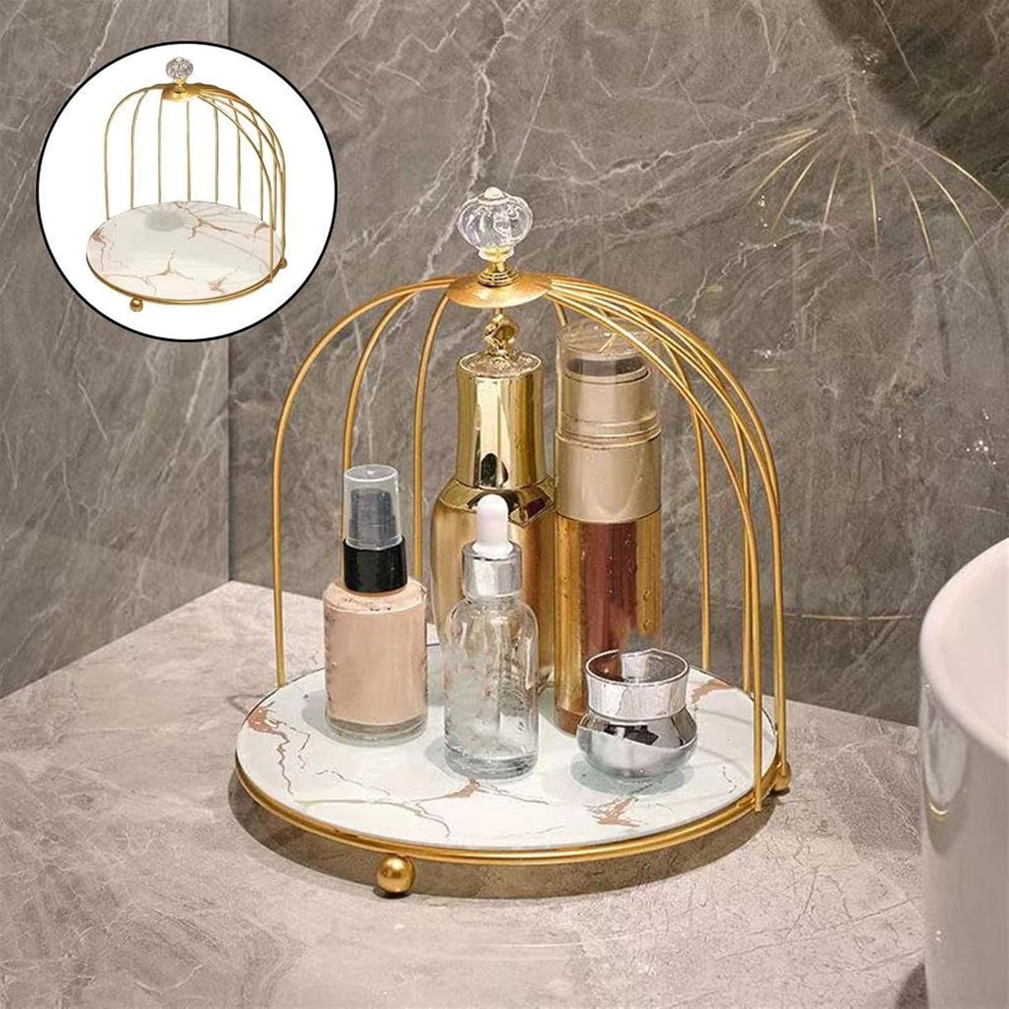 Iron Bird Cage Rack for Lipstick, Perfume & Cosmetics