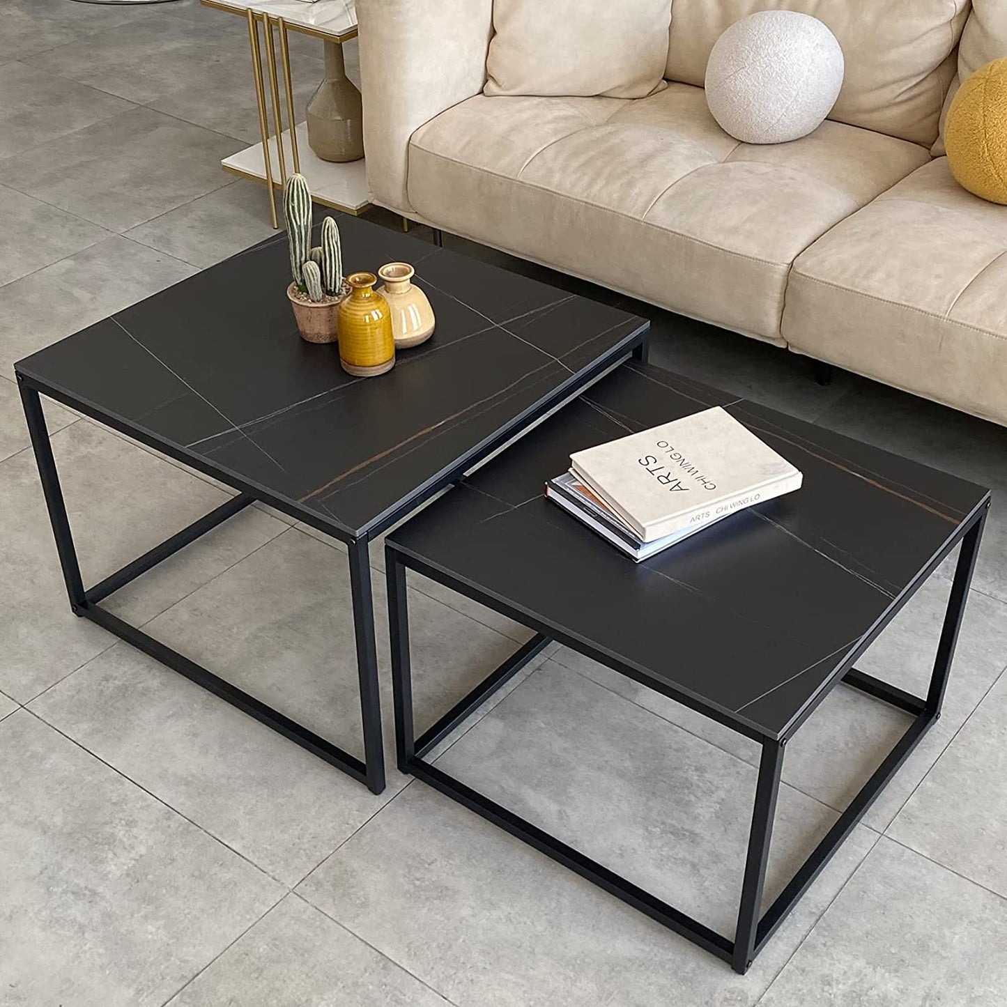 Square Nesting Coffee Table Set for Living Room