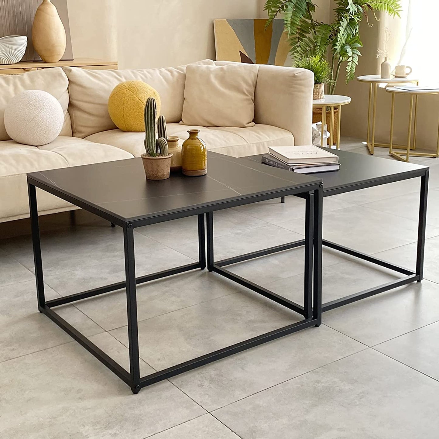 Square Nesting Coffee Table Set for Living Room