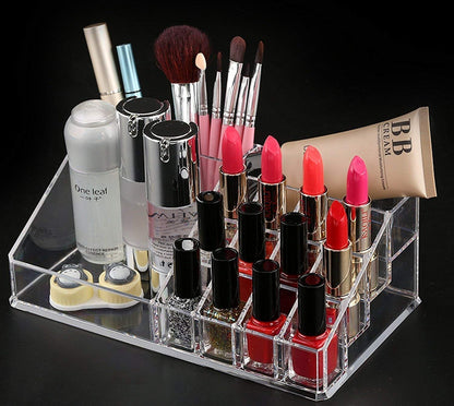 16-Compartment Acrylic Makeup & Jewelry Organizer Box