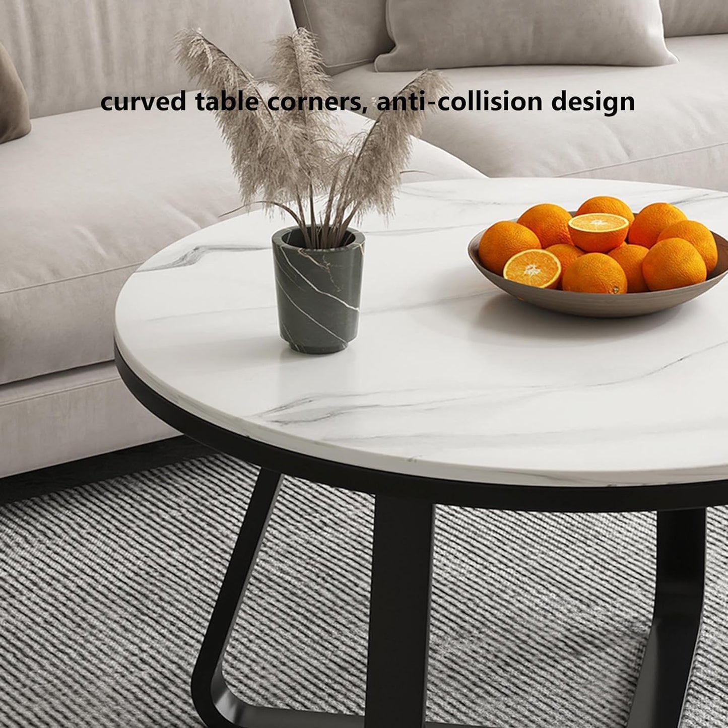 Round Metal Frame Coffee Table for Living Room