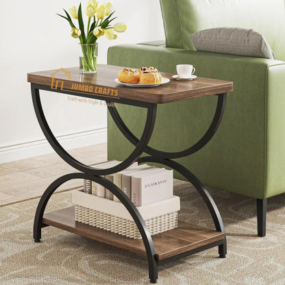 2-Tier Rectangular End Table for Living Room, Bedroom & Dining