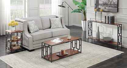 Solid Wood Coffee Table with Iron Frame for Living Room