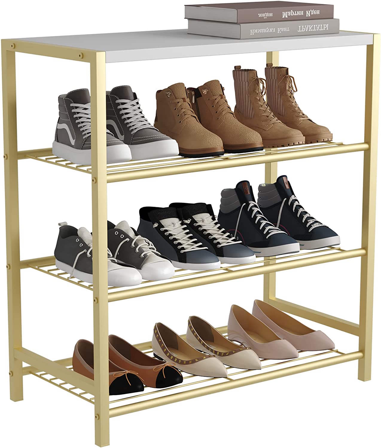 4-5 Tier Metal Shoe Rack - All-Metal Shelf for 3 Pairs