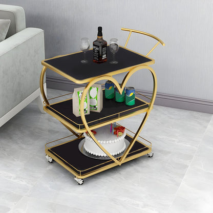 3-Tier Heart Shape Tea Trolley with Wheels - Serving Table