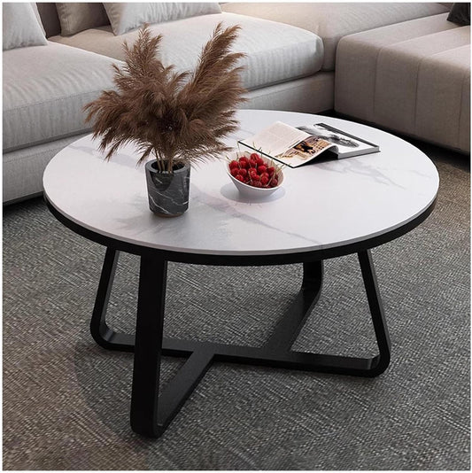 Round Metal Frame Coffee Table for Living Room