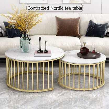 Nest of 2 Round Coffee Tables - Living Room Side Tables