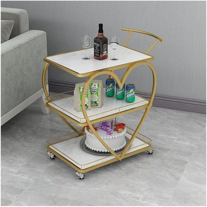 3-Tier Heart Shape Tea Trolley with Wheels - Serving Table