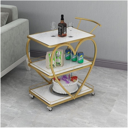 3-Tier Heart Shape Tea Trolley with Wheels - Serving Table